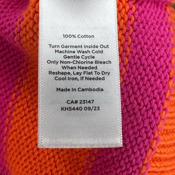 Talbots Orange and Pink Crew Neck Sweater with Stripes and Zipper Detail - Picture 5 of 6